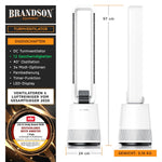 Brandson - Turmventilator DC ECO Line - DC Motor sehr leise - Sleep-Modus – mit Fernbedienung – 3 Modi – Oszillation – energieeffizient – für Schlafzimmer Büro Wohnzimmer Kinderzimmer