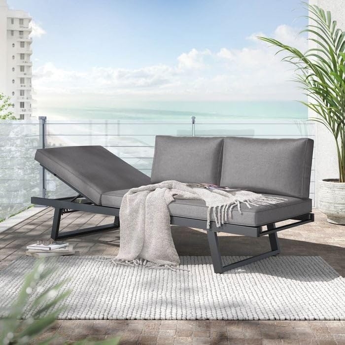 OUTLIV. Gartenloungesofa Lucca, Aluminium,Olefin, wetterfest, mit Verstellbarer Sitzfläche, 200x71x76 cm, Anthrazit