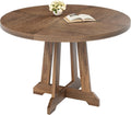 Mesa de comedor redonda para 4-6 personas, mesa de cocina con marco de madera resistente, mesa de comedor que ahorra espacio en diseño industrial, circular, mesas de comedor para café, hogar, cocina, sala de estar (solo mesa), color nogal
