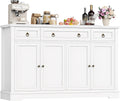 FirFurd Sideboard Küchenschrank mit Arbeitsplatte Buffetschrank Sideboard für Küche Wohnzimmer Wohnzimmerschrank mit 3 Schubladen und 4Türen Küchenbuffet mit Verstellbares Regal 134x87x40 cm weiß
