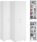 Set de armarios multiusos Bellamio de 2 piezas – Conjunto de armarios con archivador y armario escobero en blanco – Armario despensa con compartimento para aspiradora – Armario para el hogar de madera de 60 cm de ancho – Armario multiusos de 2 unidades