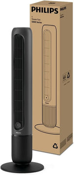 Ventilador de torre Philips serie 5000. Potente flujo de aire de 8,0 m/s, ultra silencioso de 24 dB, bajo consumo energético, mando a distancia, 5 velocidades, modo suspensión, temporizador de 9 h, oscilación de 80° (CX5540/01)