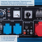 Scheppach Diesel Stromerzeuger | Elektrostart | 7,7PS | 5000W | 2x 230V, 1x 400V Steckdose | 16L Tank | AVR System | Stromgenerator SG5200D inkl. Fahrvorrichtung