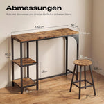 Juego de mesa de bar y taburetes HOKEEPER para 2 personas, barra de cocina, juego de mesa de pub, sala de estar, comedor (retro)