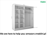 Armario MEBLINI con espejo, 2 puertas - Armario de puertas correderas con barra para colgar ropa - Armario de dormitorio con estantes - Armario ropero - Flores - 200 cm - Blanco + espejo