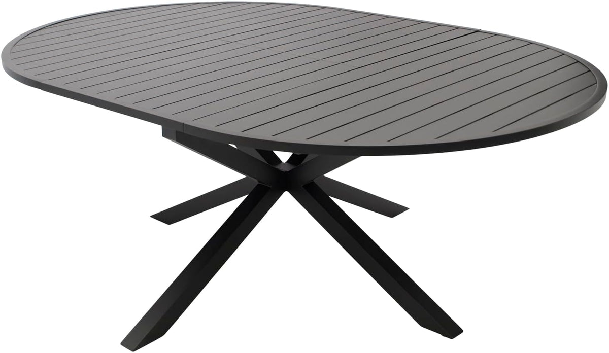 DEGAMO Gartentisch Ausziehtisch Arles 140cm rund, ausziehbar auf oval 200cm, Aluminium anthrazit, Outdoor, wetterfest