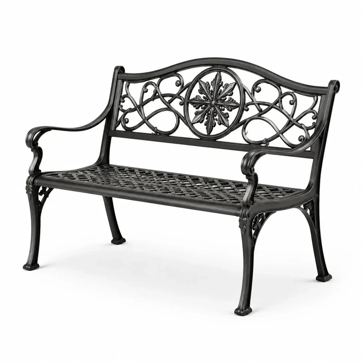 Banco de jardín de aluminio negro 130 cm