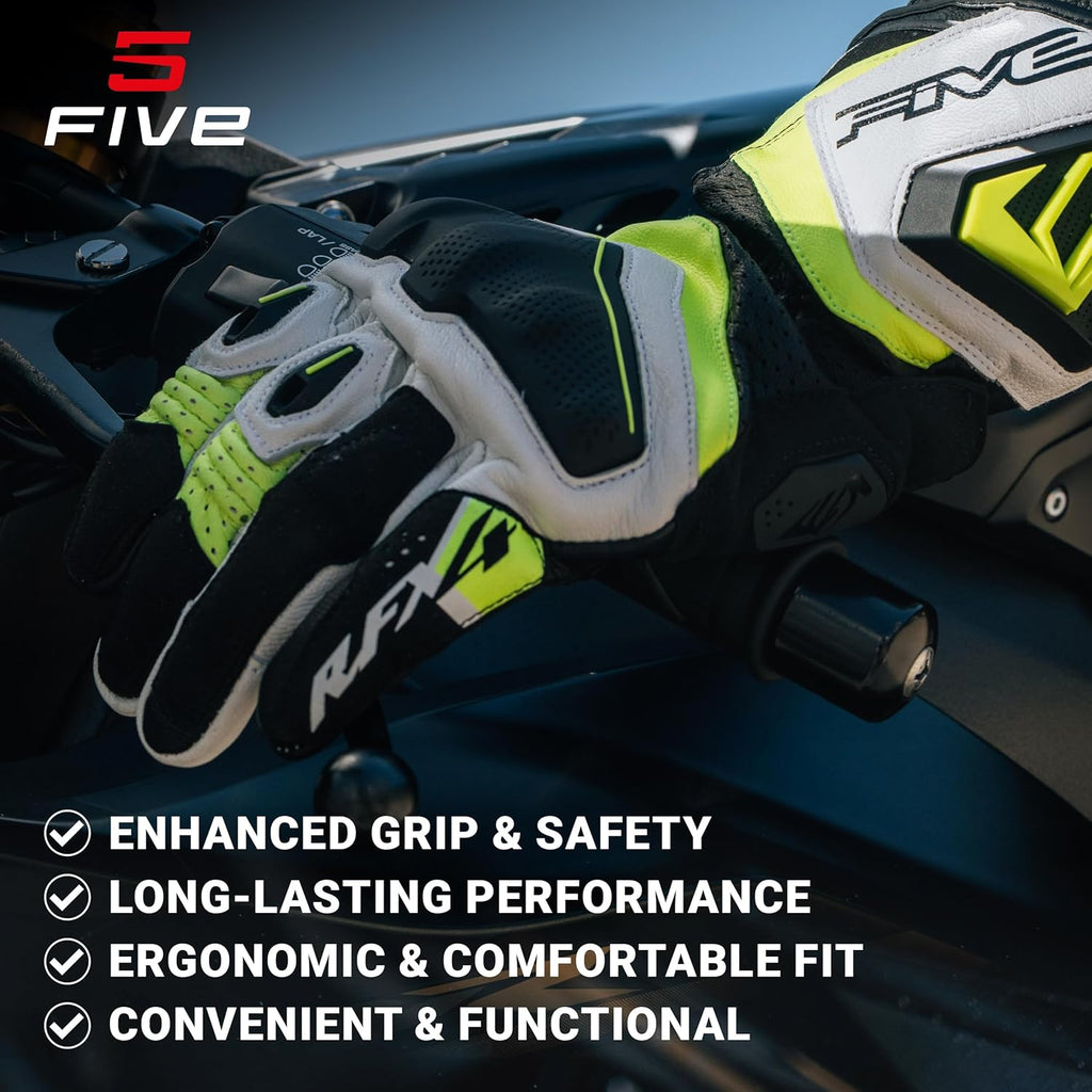 FIVE Guantes de moto RACING, RFX4 EVO, Guantes deportivos polivalentes para carretera y circuito