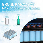 Refrigerador de bebidas, mininevera de 70 latas/50 l con puerta transparente para refrescos, cerveza o vino, frigorífico pequeño independiente con estante ajustable y pantalla digital (negro)