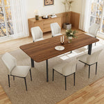 Juego de mesa de comedor JIEXI con 4-8 sillas, comedor con mesa extensible, mesa de comedor de MDF moderna y elegante para la sala de estar (mesa de 160-200 cm color nogal + 6 sillas blancas)