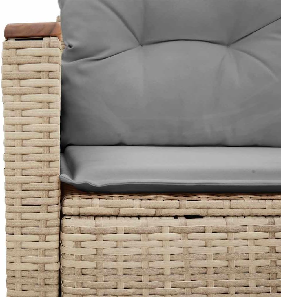 Sofá de jardín vidaXL de 2 plazas con cojines, sofá para jardín y terraza, sofá de terraza con funda extraíble y lavable, muebles de jardín y terraza, ratán sintético beige