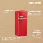 SEVERIN Retro - Frigorífico combi, compacto y eficiente, 4 estantes ajustables en altura y una gran cajonera para verduras, 206 L de capacidad útil, color crema, RKG 8933