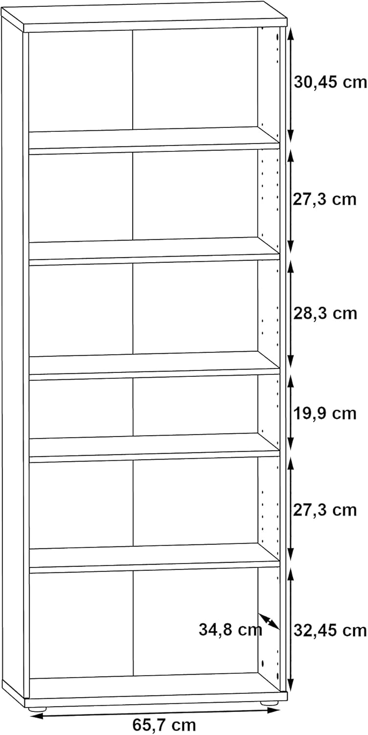 FORTE NET106 Armario 70, zapatero, armario ropero, trastero, armario de puertas batientes, 2 puertas con estantes, blanco con decoración en madera: roble Sonoma, 69 cm de ancho x 179 cm de alto x 35 cm de profundidad