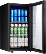 Refrigerador de bebidas Kalamera, nevera para cerveza con panel de control táctil, zona de refrigeración de 3-18 °C, refrigerador de botellas de 86 litros, iluminación interior LED azul, 41 dB, KRC-86GE