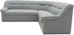 DOMO. collection Ecksofa Berlin, Zeitlose Eckcouch, 3 Sitzer Links mit Schlaffunktion und Federkern-Polsterung, Sofa in L-Form, Couch, 205 x 250 x 89 cm, Silber