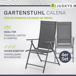 Juskys Gartenstuhl Calena 4er Set Anthrazit - 7-Fach verstellbar & klappbar - pulverbeschichteter Stahl, atmungsaktiv