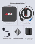 MCEVKELN Cargador Tipo 2 7KW Cargador de Coche Eléctrico con CEE (3 Pines | Monofásico), Corriente Conmutable 6-32A, IP65, Cable de Carga EV Tipo 2 de 7M, IEC 62196-2 EVSE con Bolsa de Transporte