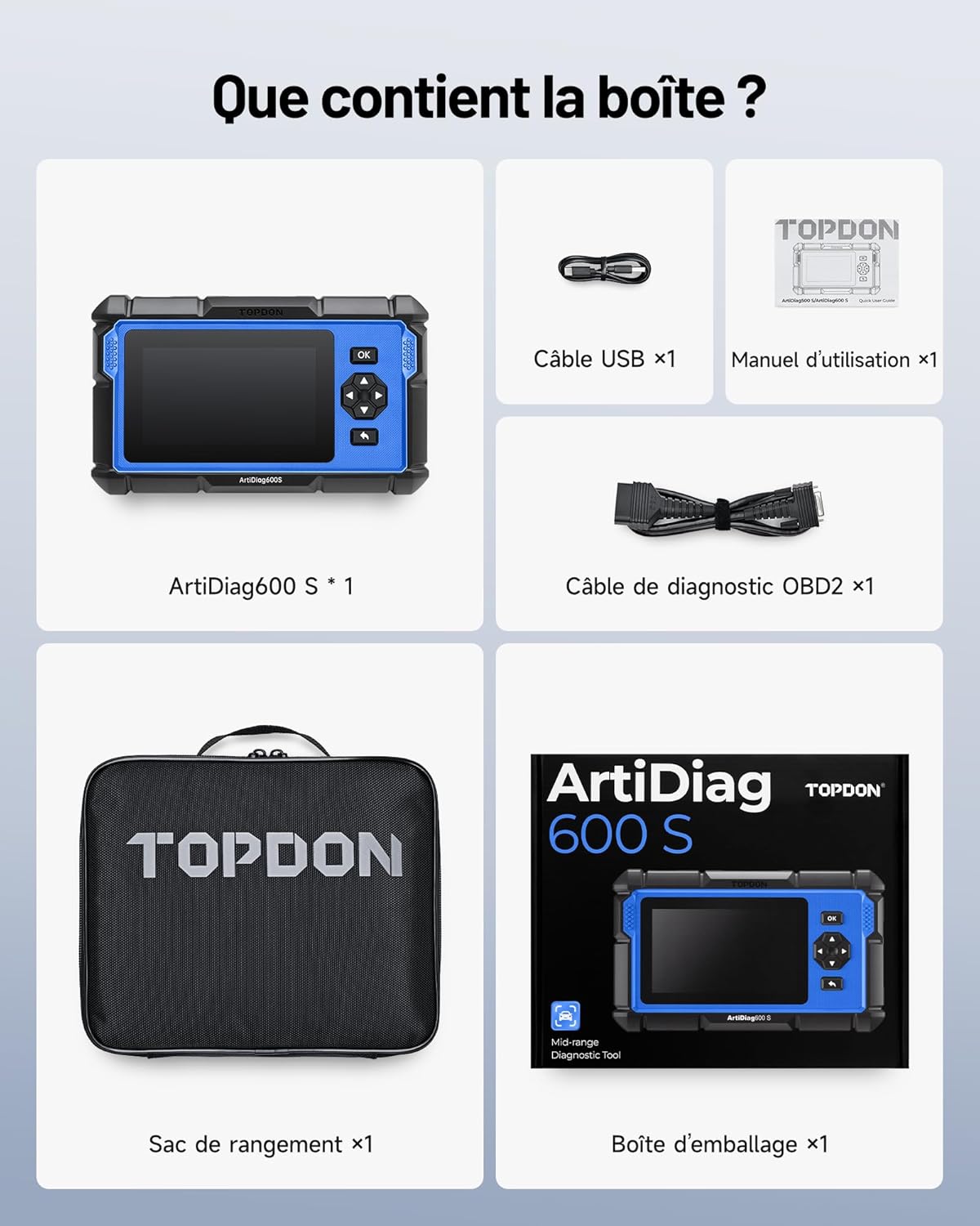 TOPDON ArtiDiag600S Escáner de diagnóstico OBD2, herramienta de diagnóstico de coche para 4 sistemas, 9 funciones de restablecimiento para aceite/frenos/SAS/BMS/ABS/DPF/TPMS/acelerador, funciones OBD2 completas