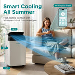 SereneLife 12,000 BTU Portable Air Conditioner with Dehumidifier, Heat, & Fan | Wi-Fi Enabled Portable AC Unit for Wide Area Climate Control | Compact Standing Air Conditioner with Window Kit