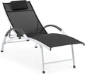 Blumfeldt Sun Valley - Sonnenliege mit Kopfkissen, zusammenklappbar, Gestell aus Aluminium, 4-Fach verstellbare Rückenlehne, Sun Comfort, Material: 70% PVC und 30% Polyester Comfort Mesh, schwarz