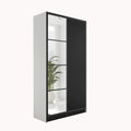 KIER FURNITURE Armario con espejo - Armario dormitorio - Armario recibidor - Barra de colgar extraíble - Eden v4 - AnxAlxPr 104,8x205x39cm - 2 puertas - Blanco y negro