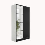 KIER FURNITURE Armario con espejo - Armario dormitorio - Armario recibidor - Barra de colgar extraíble - Eden v4 - AnxAlxPr 104,8x205x39cm - 2 puertas - Blanco y negro
