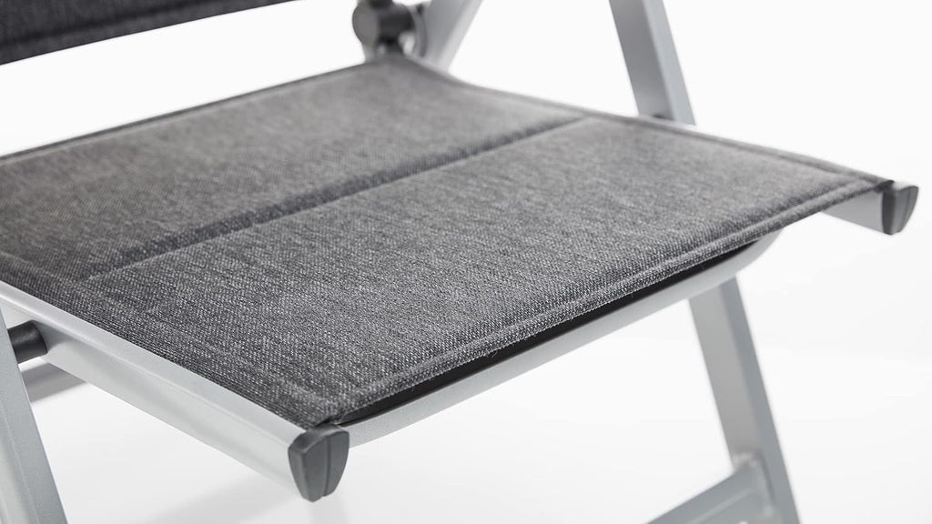KETTLER BasicPlus Padded Klappstuhl, Silber/anthrazit, Alu/Textilene, 0301201-9000, verstellbare Rückenlehne