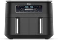Freidora de aire NINJA Foodi DualZone, 2 compartimentos, 2 zonas de cocción independientes, capacidad de 7,6 L, freidora de aire 6 en 1, máx. 240 °C, piezas antiadherentes extraíbles aptas para lavavajillas, negro AF300EU
