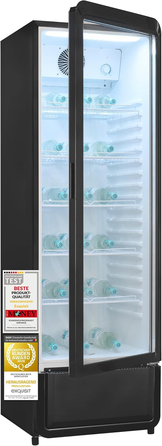 Exquisit Getränkekühlschrank 280 l mit Glastür - Gastro Kühlschrank