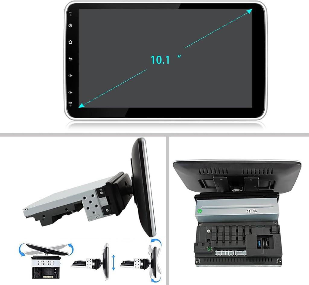 Autorradio Hexinex Android 13 Universal 1 DIN | Pantalla táctil HD de 10 pulgadas | 2 GB + 32 GB | Compatible con CarPlay y Android Auto | Cámara de visión trasera incluida | GPS, WiFi, Bluetooth, FM RDS, control al volante