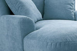 Sillón XXL Cavadore Assado / Gran sillón tapizado con patas de madera y asiento amplio / Incl. 2 cojines decorativos / 109 x 104 x 145 / Tejido de punto azul claro