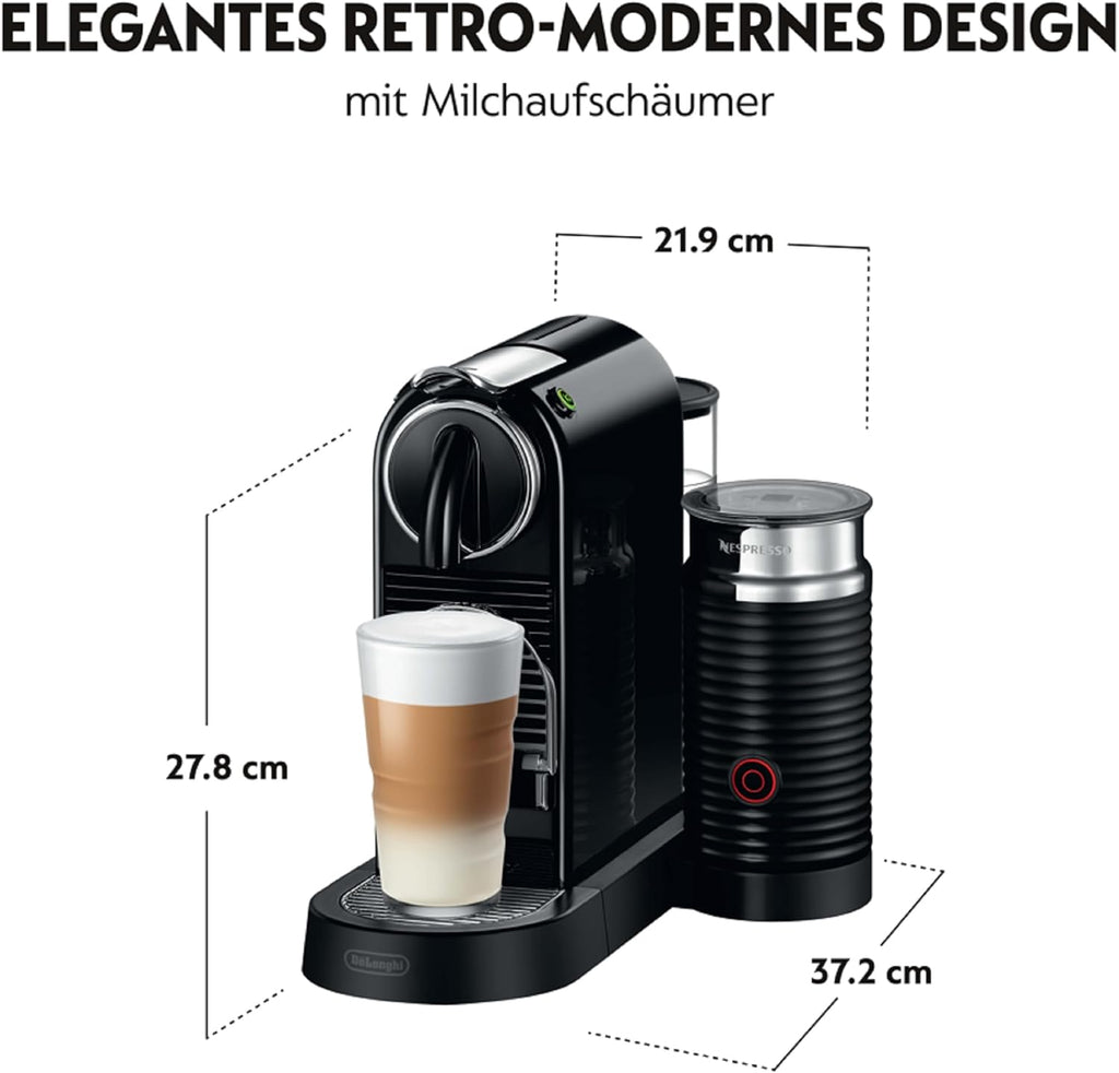 De'Longhi Nespresso Citiz EN267.WAE Kaffeemaschine mit Milchaufschäumer, Energiesparfunktion, Schwarz
