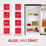 Amica Vollraum-Kühlschrank Freistehend 85x47,5x44,5 cm 90L Inverter Kompressor LED Beleuchtung Gemüseschublade Türablagen AVK 3510 SW - Schwarz