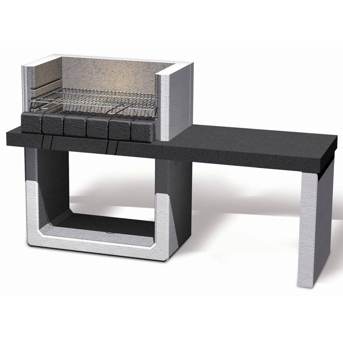 Barbacoa Porto new de hormigón ligero para 12 personas Sarom con mesa lateral