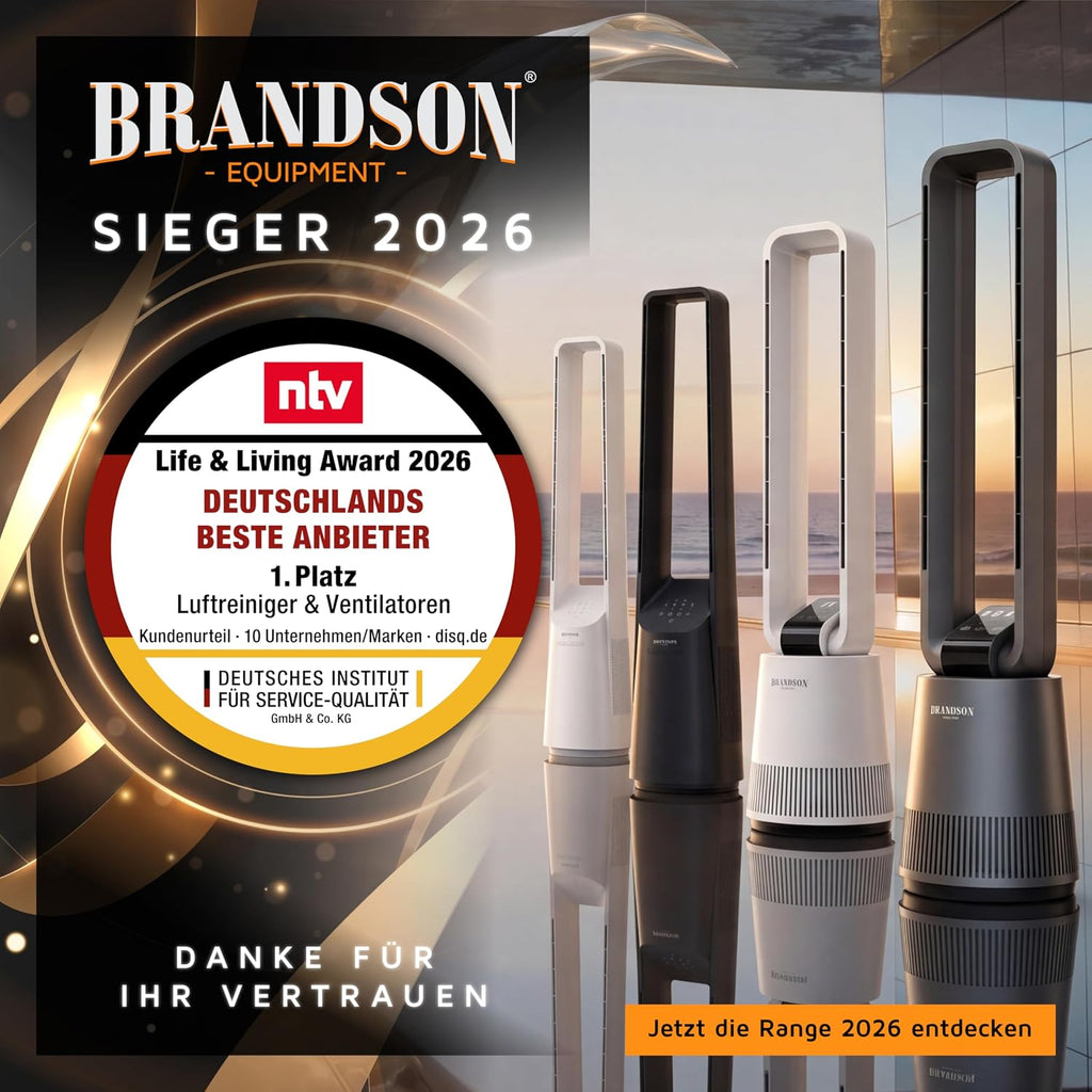 Brandson - Turmventilator DC ECO Line - DC Motor sehr leise - Sleep-Modus – mit Fernbedienung – 3 Modi – Oszillation – energieeffizient – für Schlafzimmer Büro Wohnzimmer Kinderzimmer