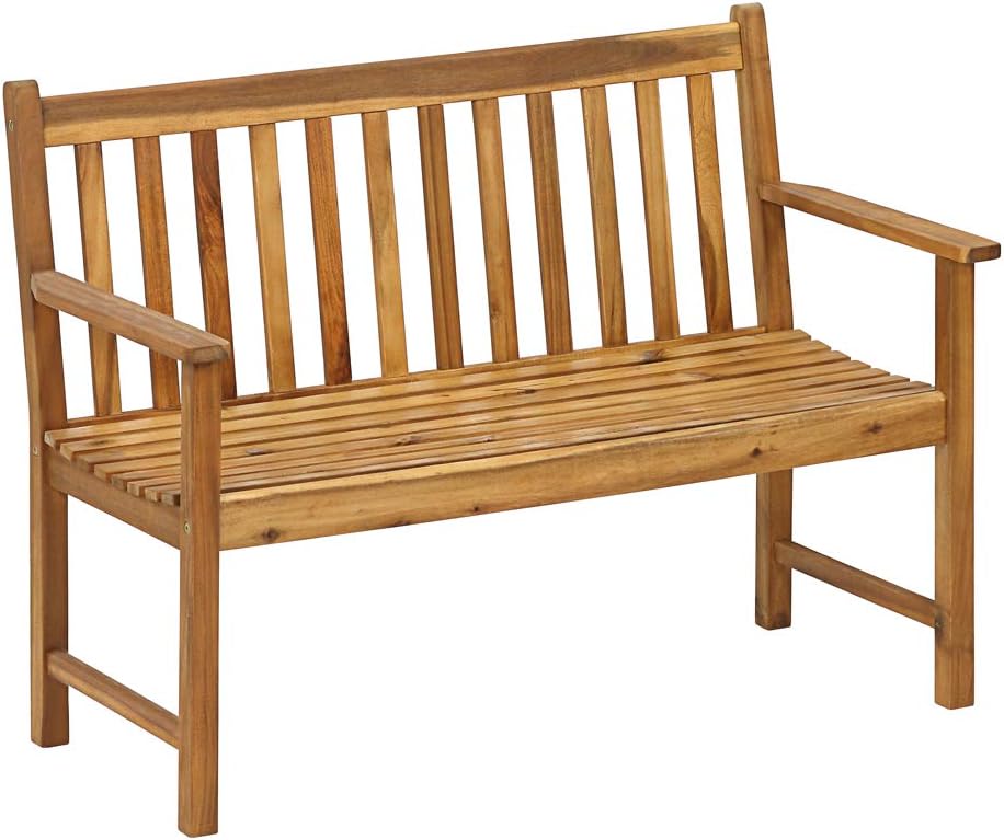 Banco de jardín Dehner Mykonos, 2 plazas, aprox. 120 x 89 x 61 cm, de madera de acacia con certificación FSC®, marrón