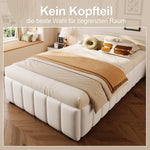 Cama tapizada 90x200, cama individual con espacio de almacenamiento y somier, sin cabecero, marco de cama con arcón hidráulico, cama con almacenaje hidráulico, estructura de cama, cama juvenil, lino, sin colchón, beige