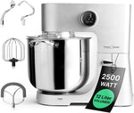 ProfiCook Robot de cocina con bol XXL de 12 L | Amasadora con 2500 W | Engranajes de metal y pantalla LED | Procesador de alimentos para hasta 8,5 kg de masa | 13 velocidades | PC KM 1254 titanio