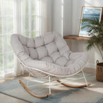 Grand Patio Mecedora para jardín, sillón oscilante, sillón mecedora para sala de estar, silla de relax acolchada, capacidad de carga de hasta 150 kg para jardín, dormitorio, sala de estar, rincón, porche, blanco crema