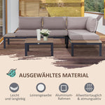 Outsunny 3-teiliges Gartenmöbel-Set mit Beistelltisch, Sofa mit Kissen, Outdoor, Aluminium, 164 x 74 x 69 cm