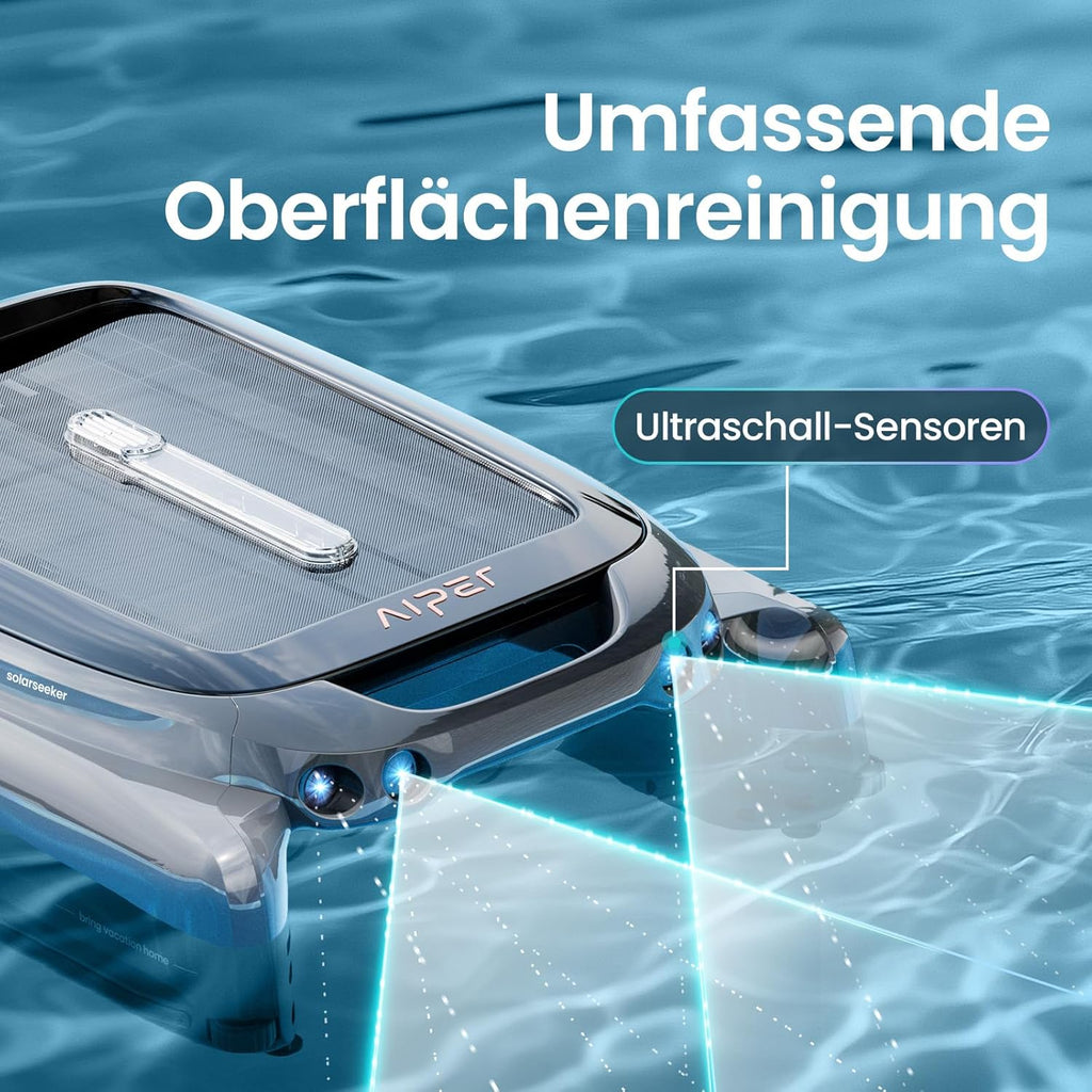 AIPER Surfer S1 Skimmer para piscina, robot de piscina con batería solar, Solarseeker, limpieza de superficie de agua, 20 horas de autonomía, aplicación inteligente, temperatura del agua, ideal para todo tipo de piscinas