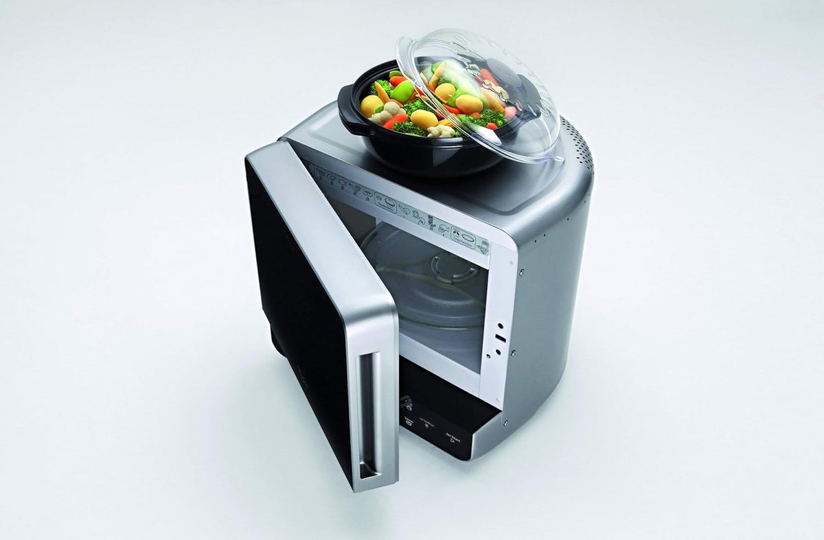 Whirlpool MAX 38 SL Combinación de grill y microondas / 700 W / 13 L de capacidad / Función Crisp / Diseño supercompacto que ahorra espacio en las esquinas / Grill / Función de descongelación rápida, plateado