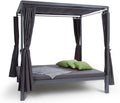 blumfeldt Senator Lounge - Tumbona de jardín doble con toldo, cenador tipo lounge, 188 x 208 x 205 cm, acolchado cómodo, cortinas de privacidad, resistente al agua, estructura de acero, máx. 350 kg, gris