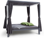 blumfeldt Senator Lounge - Tumbona de jardín doble con toldo, cenador tipo lounge, 188 x 208 x 205 cm, acolchado cómodo, cortinas de privacidad, resistente al agua, estructura de acero, máx. 350 kg, gris