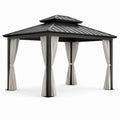 Pabellón de aluminio con techo de aluminio y cortinas de poliéster, 3x4m, antracita/crema