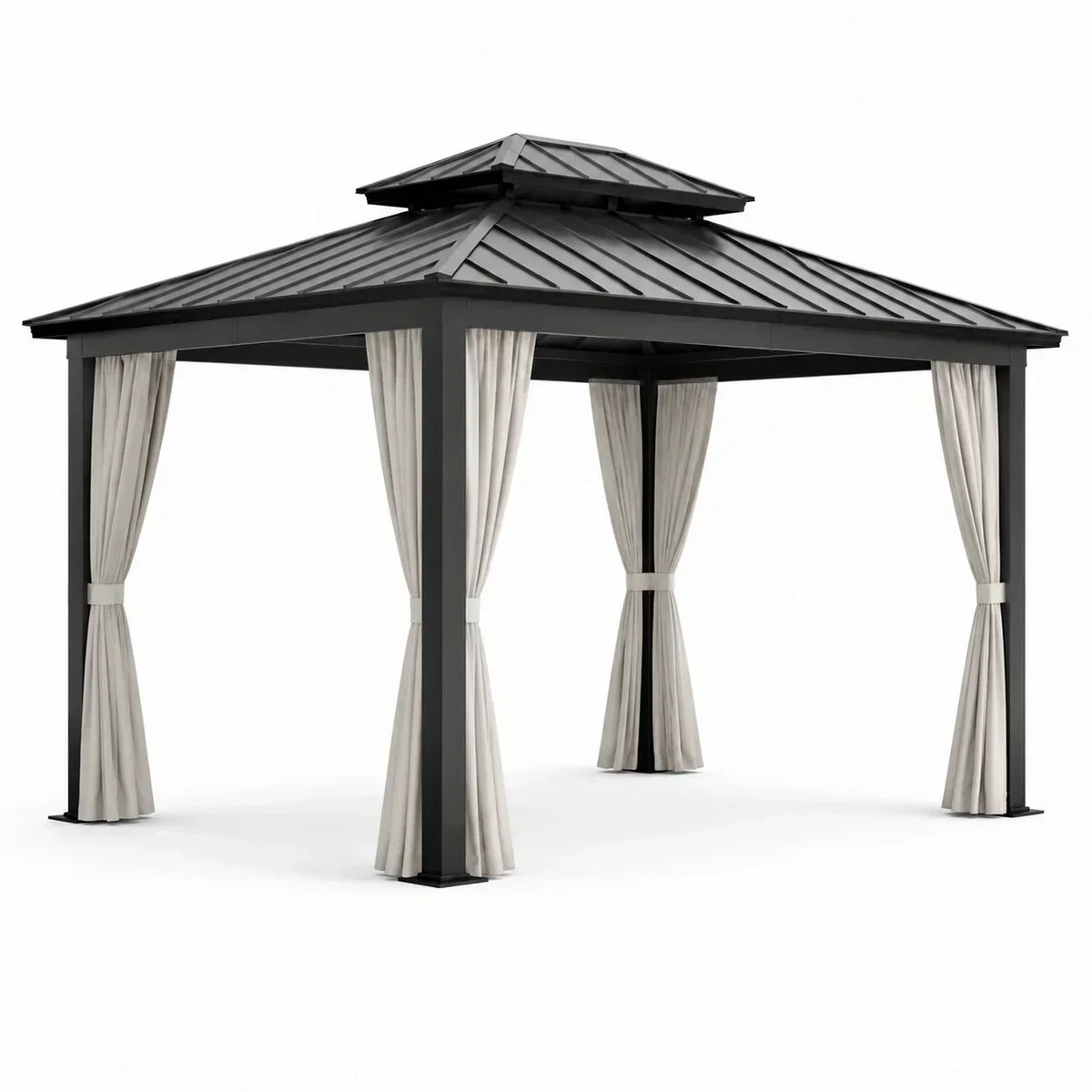 Pabellón de aluminio con techo de aluminio y cortinas de poliéster, 3x4m, antracita/crema