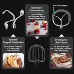 ProfiCook Robot de cocina con bol XXL de 12 L | Amasadora con 2500 W | Engranajes de metal y pantalla LED | Procesador de alimentos para hasta 8,5 kg de masa | 13 velocidades | PC KM 1254 titanio