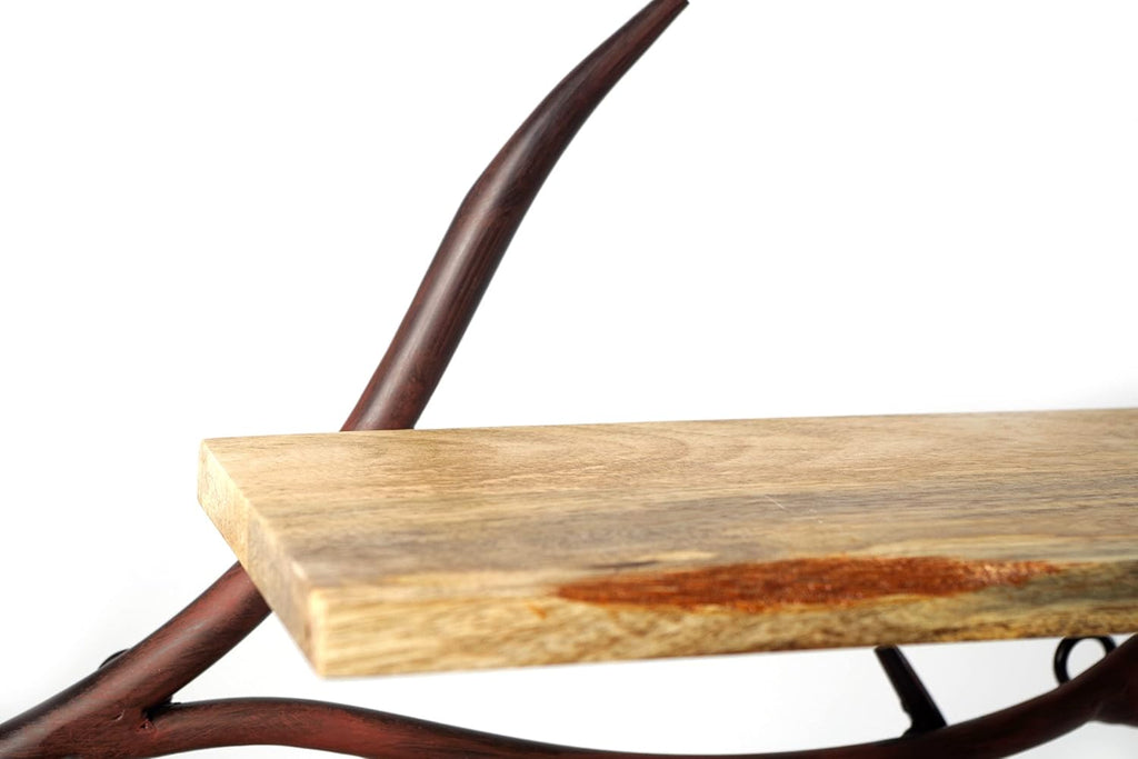 Kobolo Wandregal Hängeregal Bücherregal -AST Zweig- 3 Böden - 71x20x56 cm - Eisen und Holz