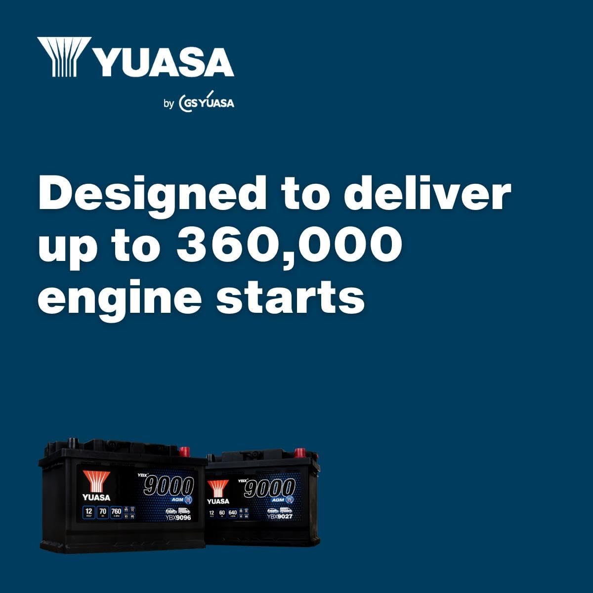 Batería de coche Yuasa YBX9012 12 V 50 Ah 520 CCA AGM Start Stop Plus