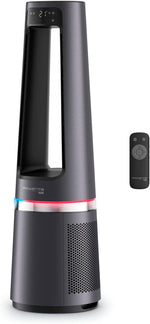 Purificador de aire, termoventilador y ventilador 3 en 1 Rowenta QU5062 Eclipse, filtra el 99,9 % de las partículas, para habitaciones de hasta 30 m², calentamiento rápido hasta 35 °C, modo automático de día y noche, negro/gris